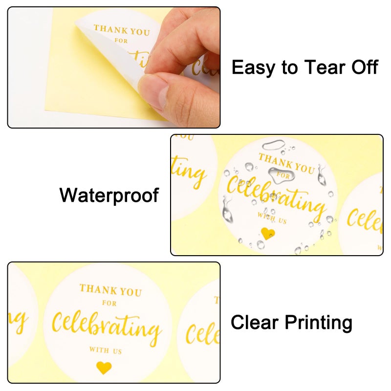 G2PLUS Thank You for Celebrating with Us Stickers, 60PCS 2 Inch Round Thank You Sticker Labels for Invitation Envelopes for Wedding, Birthday Baby Shower, Party Favor (Gold) - Image 3